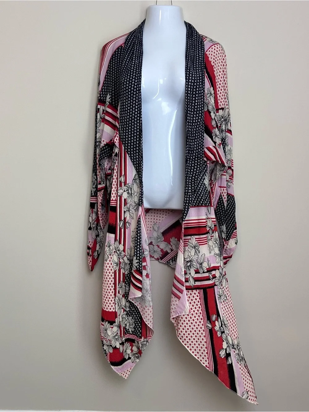 Free People Morning Glory Kimono Womens OS Multi Color Boho Cutout Back Whimsy